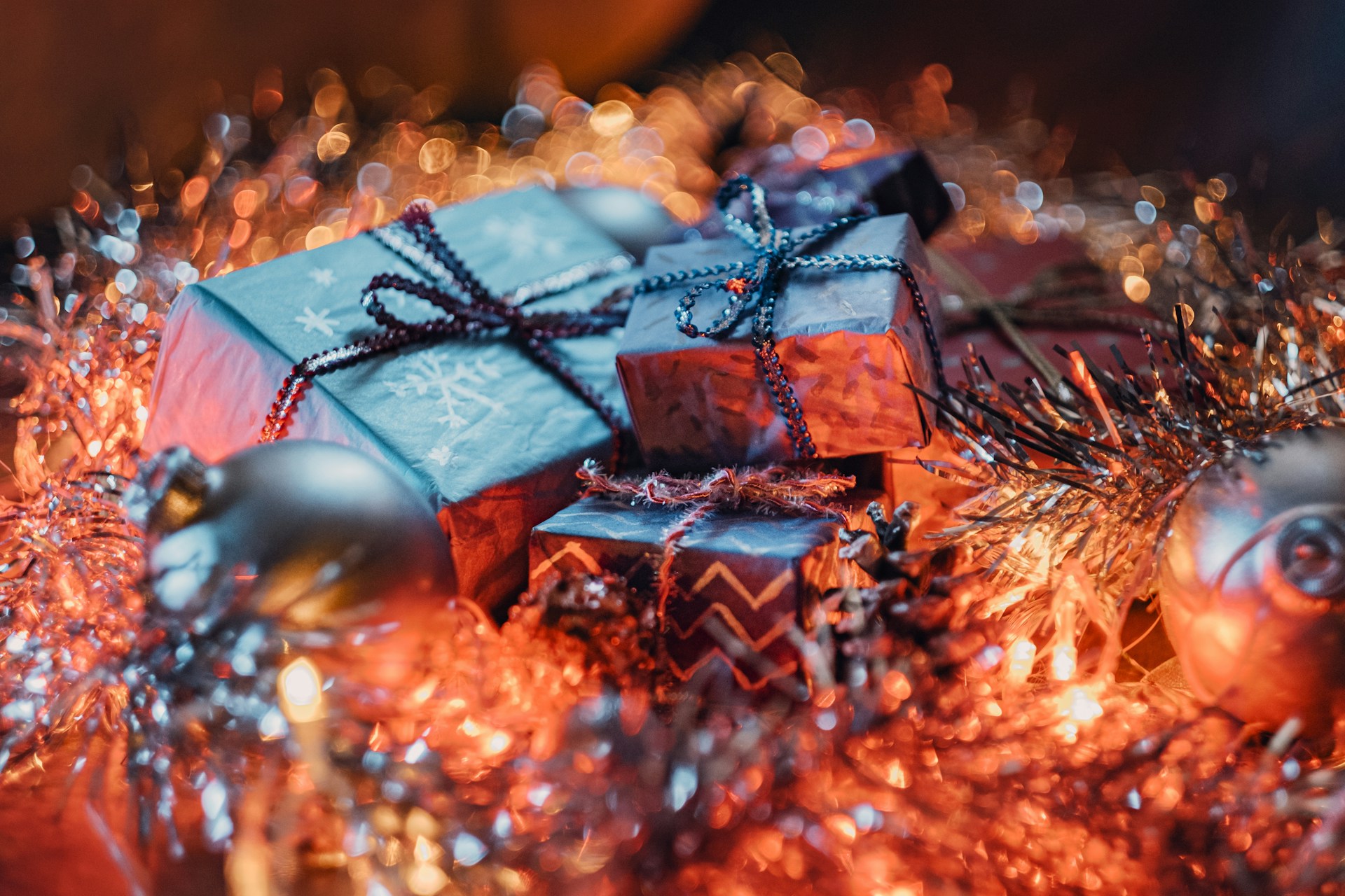 Gifts with holiday lights