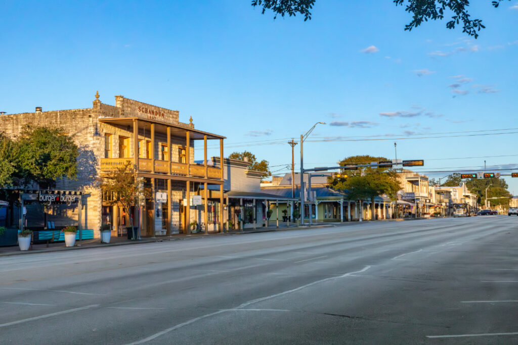 Main Street shops in Fredericksburg, TX